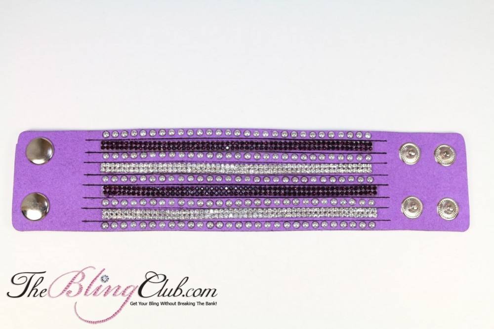 TheblingClub cuff bracelet royal purple snap close crystals and studs