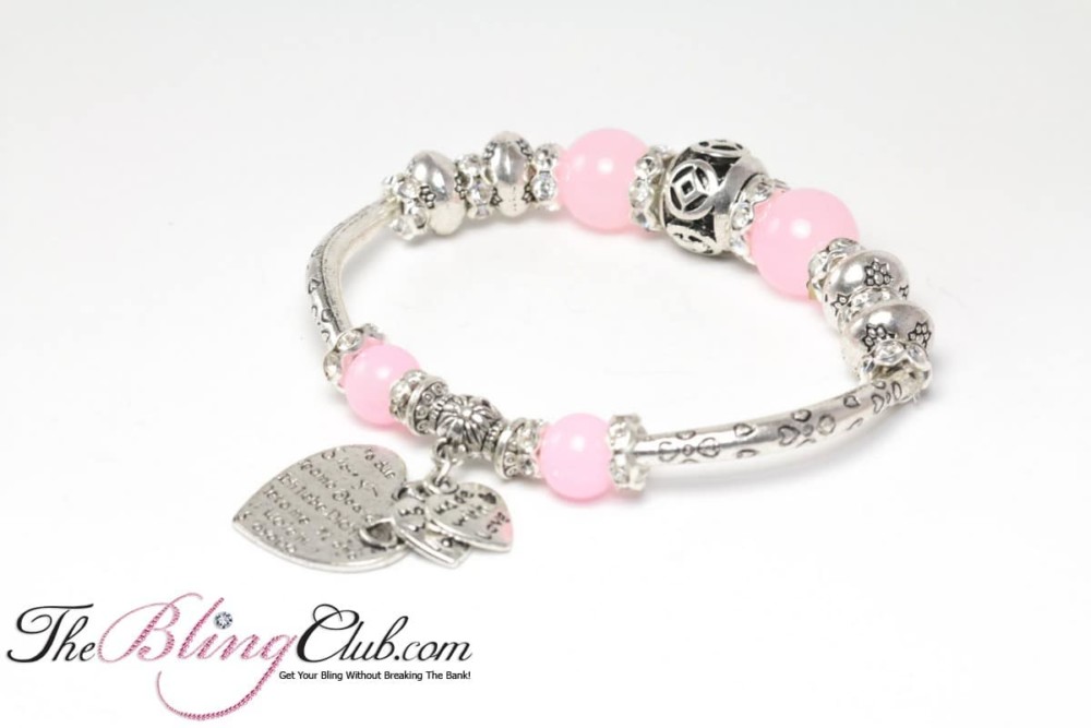 baby ballerina Pink BLING pandora silver stretch bracelet