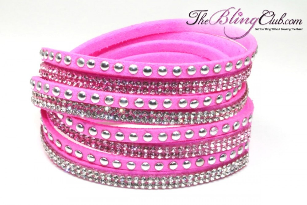 theblingclub-com-hot-pink-vegan-leather-swarovski-wrap-crystal-bracelet-silver-studs