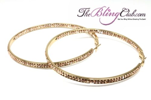 the bling club gold with champagne swaorvski crystals inside outside hoop earrimgs