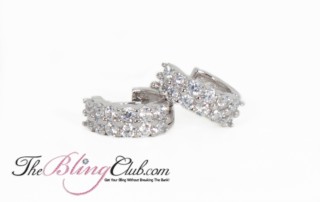 the bling club sterling silver platinum huggie crystal earrings