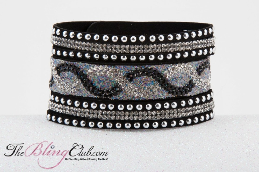theblingclub.com vegan leather black cuff bracelet high fashion front