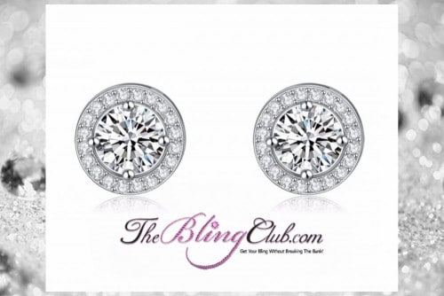 the bling club platinum plated cystal round circle stud earrings front view