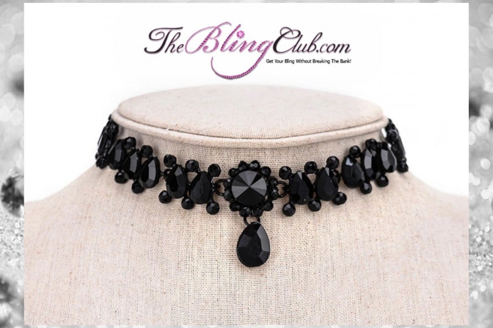 theblingclub.com black crystal luxury adjustable choker