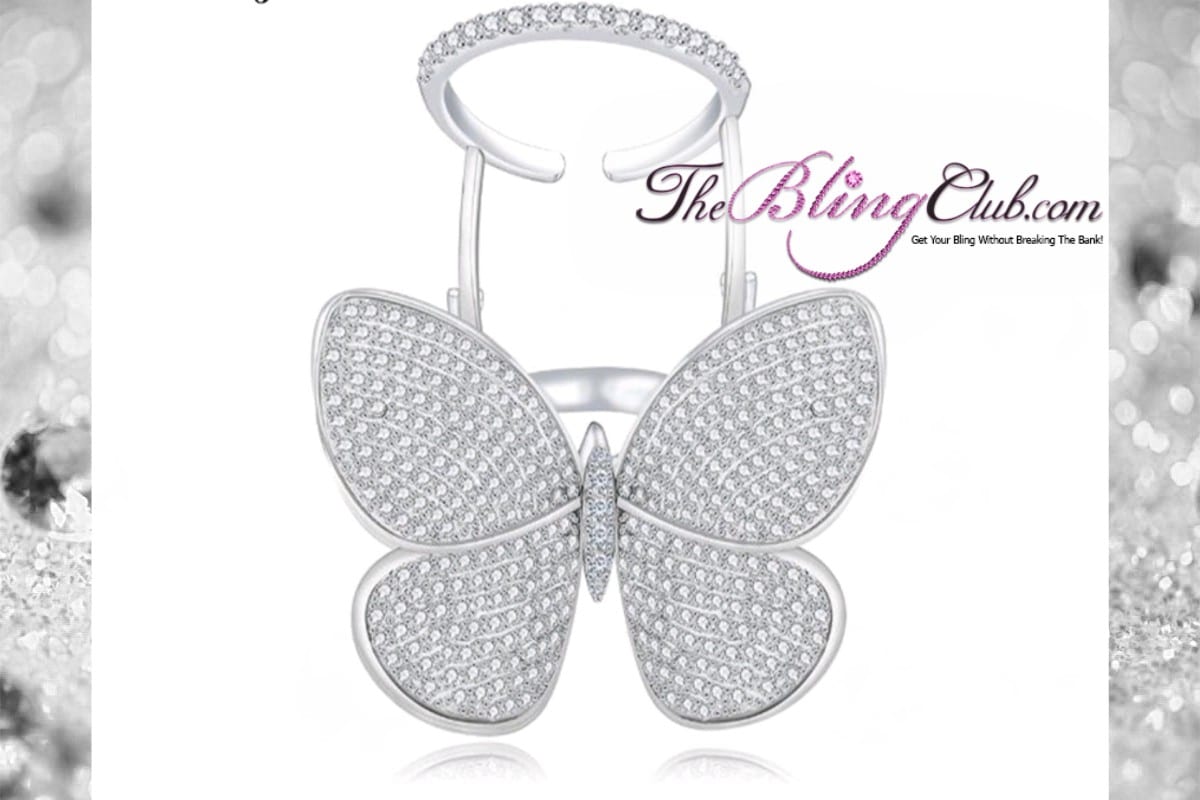 theblingclub.com moving butterfly hinge ring silver pave platinum crystals
