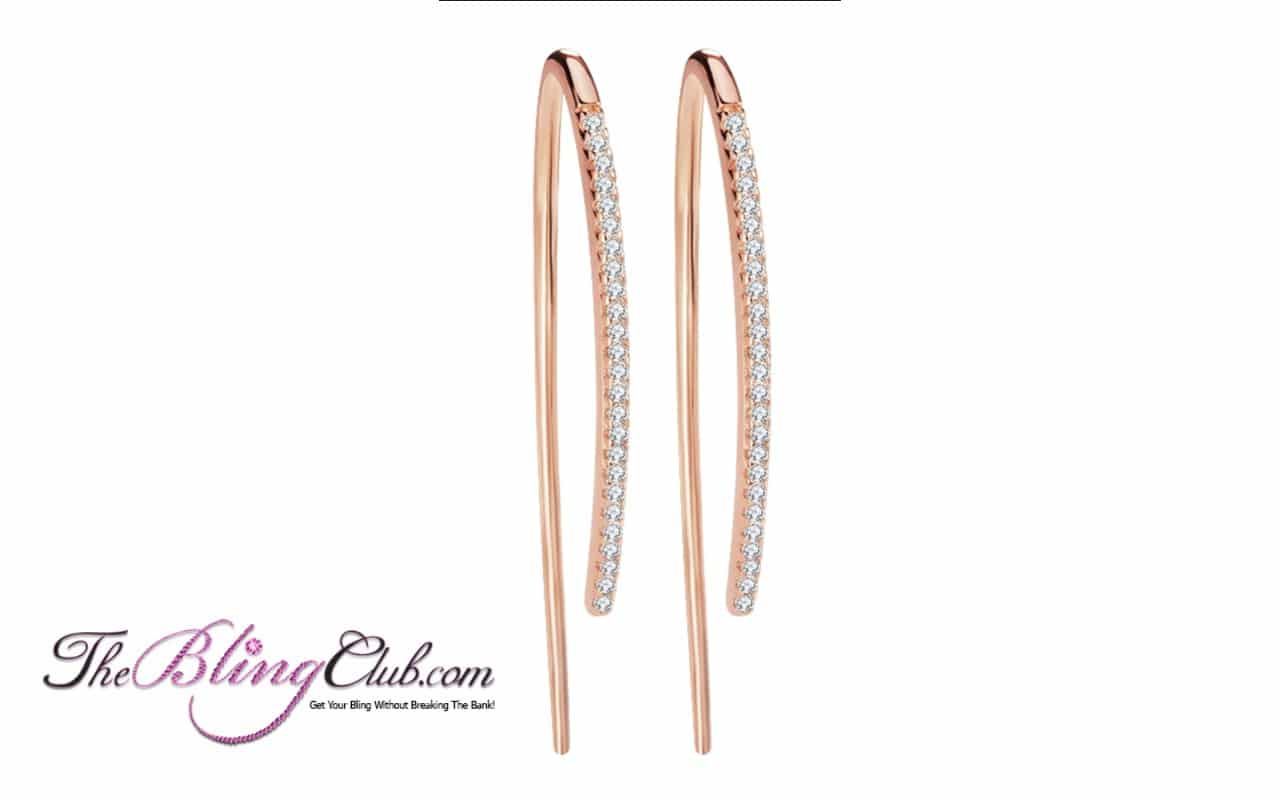 the bling club stick rose gold plated micro pave earring