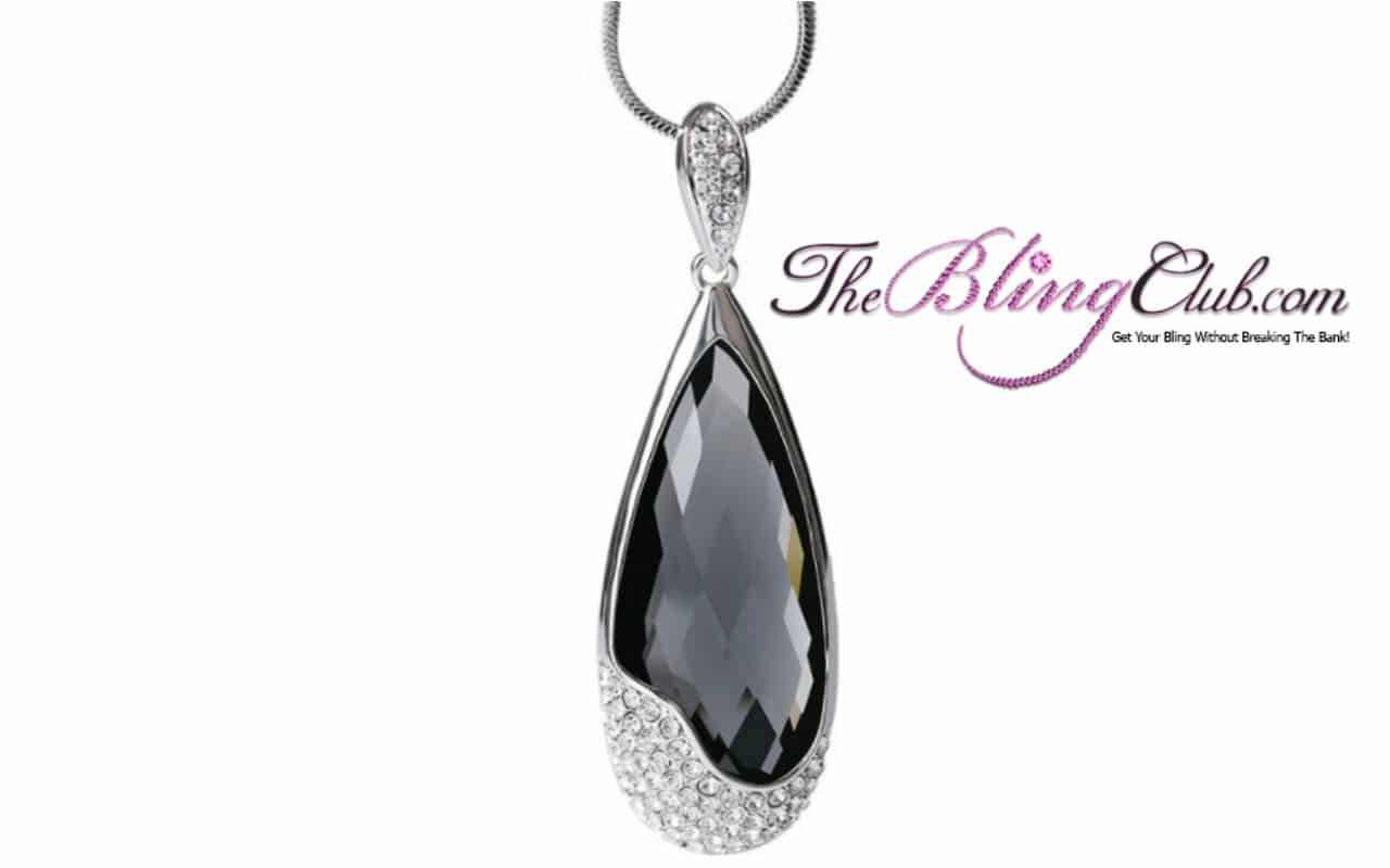 the bling club long teardrop crystal pendant