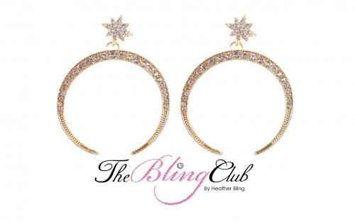 the bling club gold crystal moon stars lightweight earrings