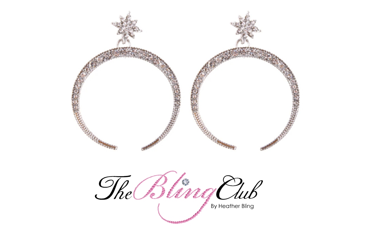 the bling club silver crystal moon stars lightweight earrings
