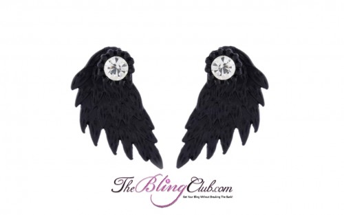 the bling club matte black angel wing earrings