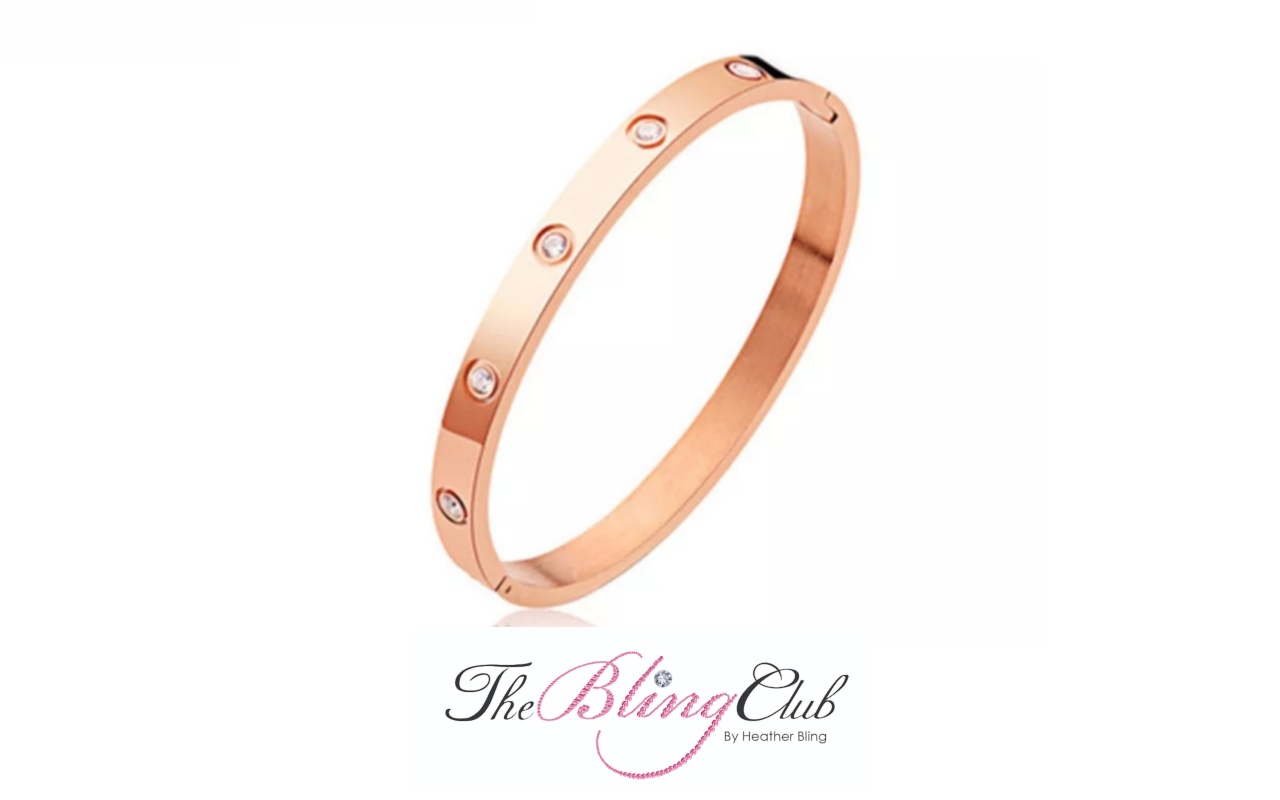 the bling club cartier love rose gold stainless steel crystal bangle