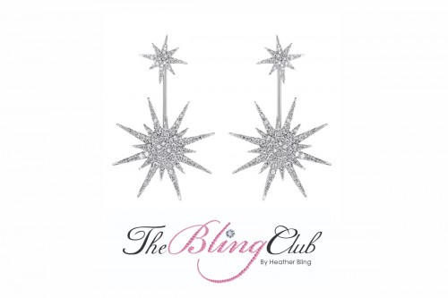 the bling club white star starburst crystal drop earrings