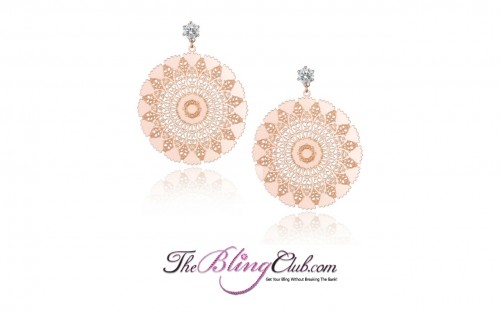 the bling club titanium rose gold bling sundial mandala earrings