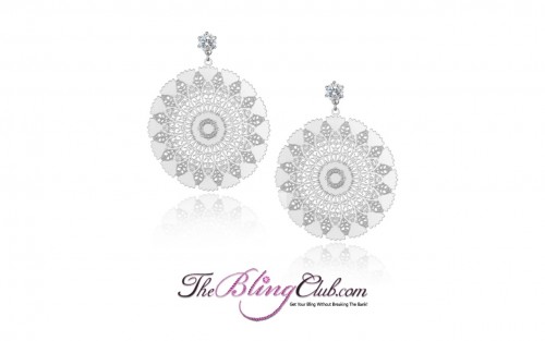 the bling club titanium silver bling sundial mandala earrings