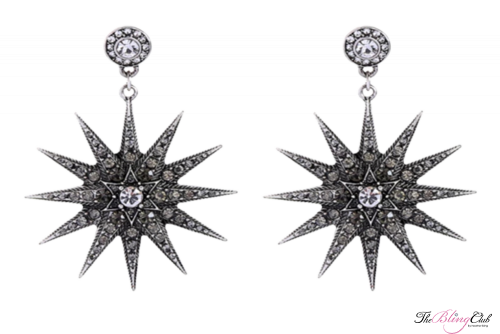 the bling club gunmetal starburst star earrings