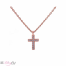 the bling club sterling silver rose gold plated 925 small cross cz crystal necklace