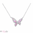 sterling silver pink opal swrovski crystal butterfly wing adjustable pendant necklace