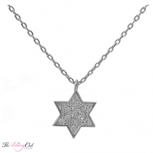 small dainty sterling silver star of david cz necklace adjustable the bling club