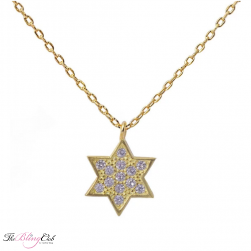 the bling club sterling silver gold plated small dainty cz star of david adjustable necklace