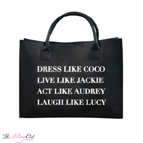 the bling club coco chanel lucy audrey live your best life vegan leather tote bag