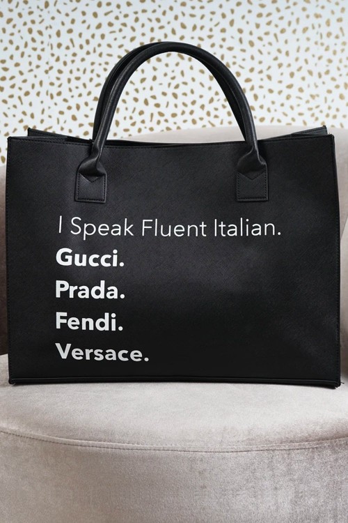 the bling club fluent italian gucci prada fendi versace boujee black vegan leather tote bag.jpeg