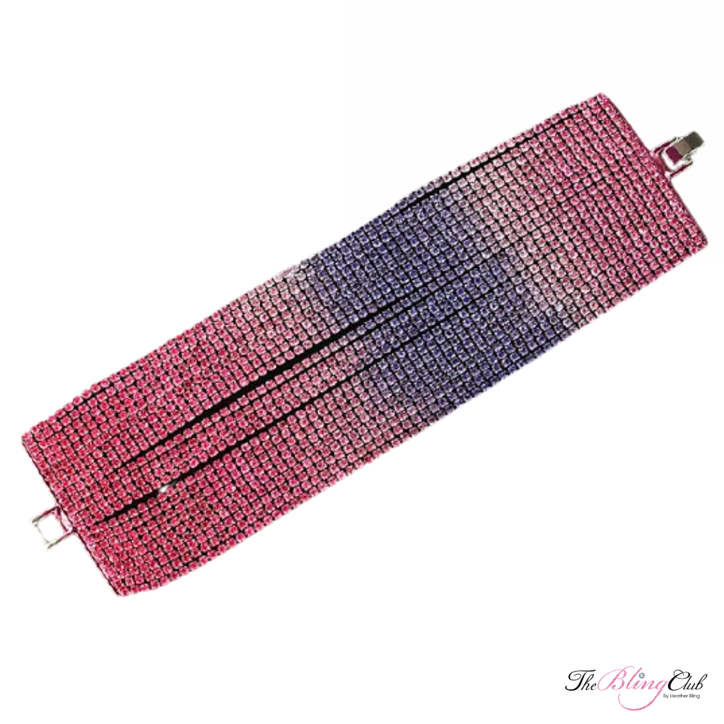 the bling club ombre purple pink swarovski crystal cuff bracelet
