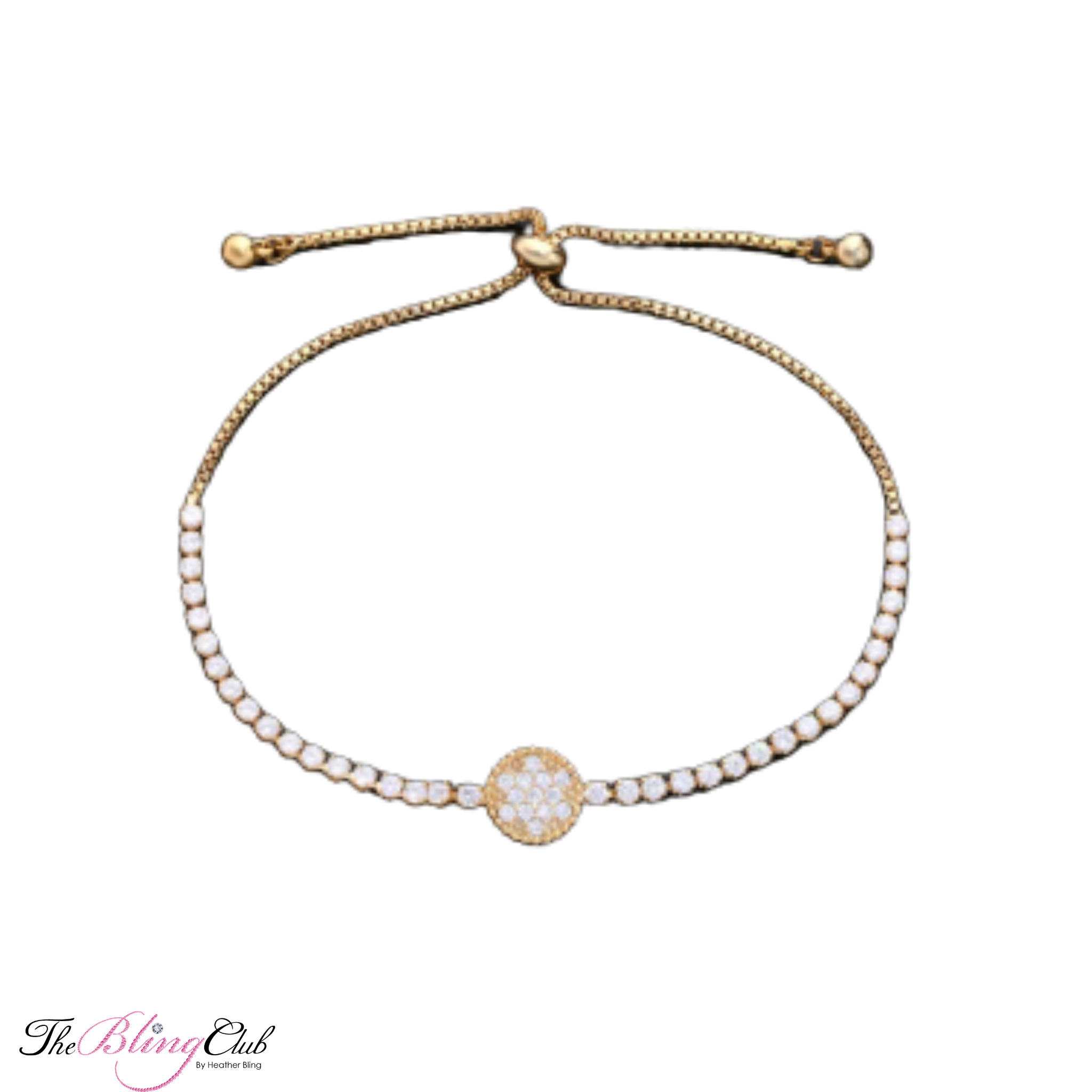the bling club adjustable gold crystal bling bracelet