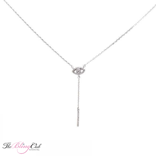 the bling club Evil Eye Bar Drop Sterling Silver necklace