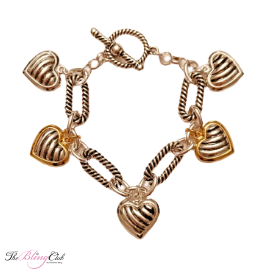the bling club designer david yurman inspired heart charm toggle Bracelet