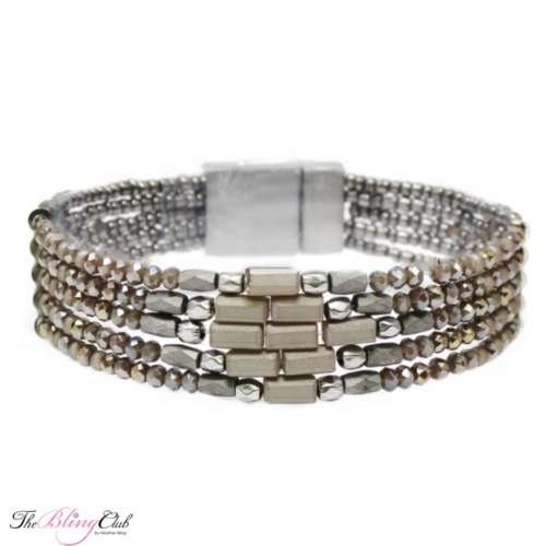 the bling club Glass Stone And Seed Bead Magnetic Bracelet