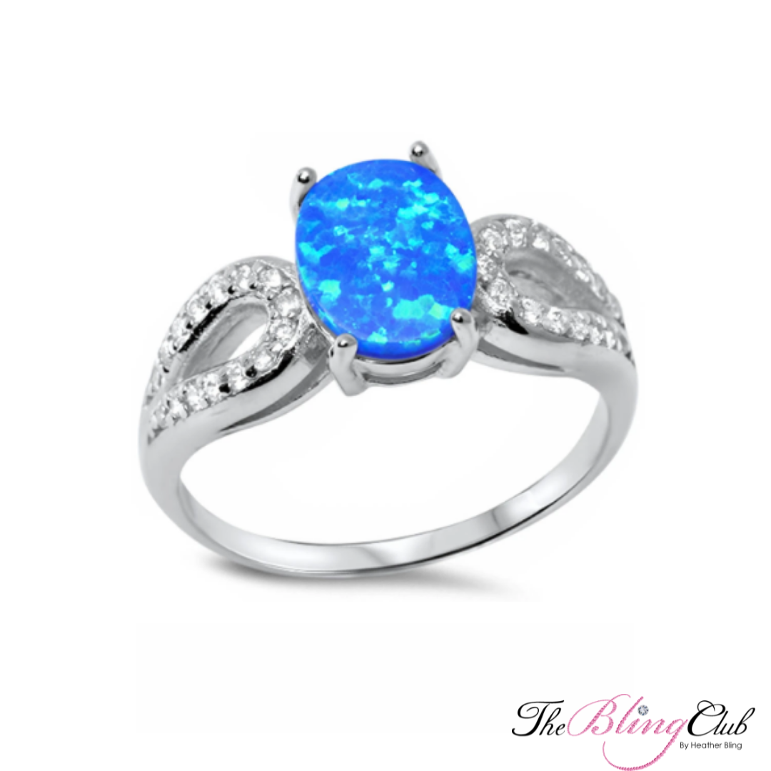 the bling club sterling silver blue opal white swarovski crystal curve glam ring