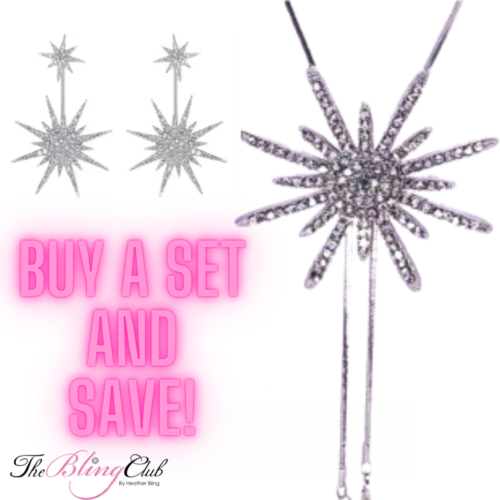 the bling club starburst adjustable pendant and earrings set save ten dollars