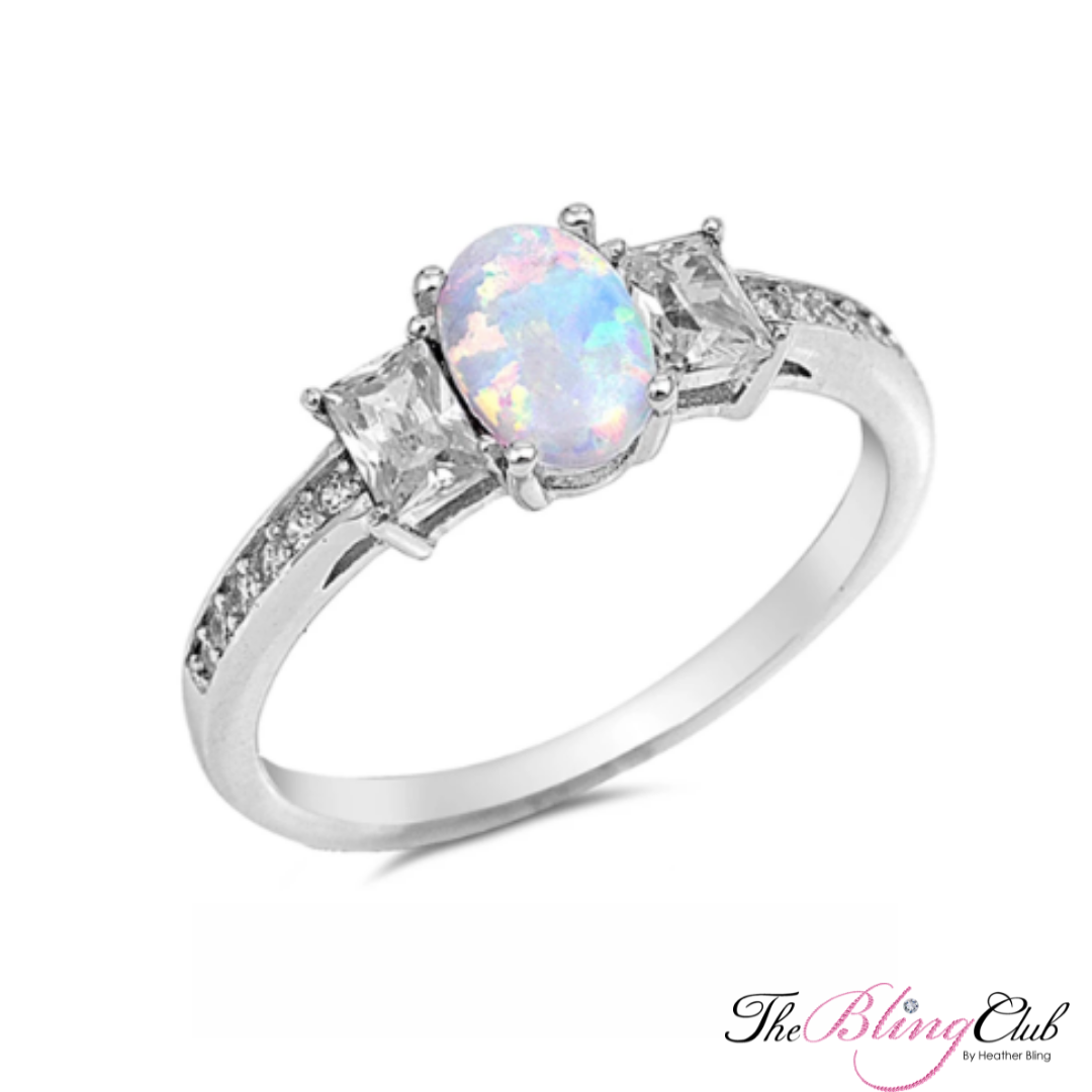 the bling club sterling silver oval opal white swarovski crystal glam ring