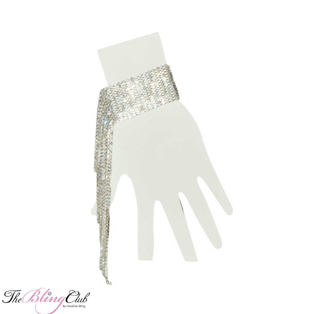 the bling club rhinestone crystal fringe cuff bracelet