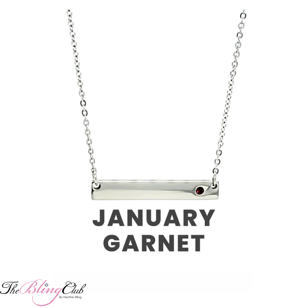 the bling club solid stainless steel anti tarnish cubic zirconia crystal birthstone necklace january garnet