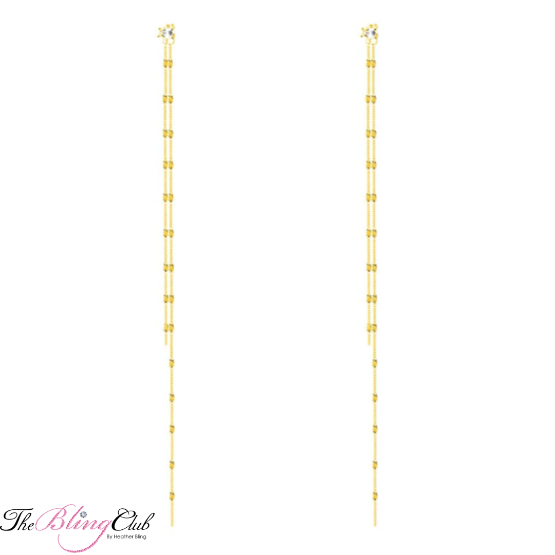 the bling club sterling silver 14 carat gold plated long dangle drop earrings