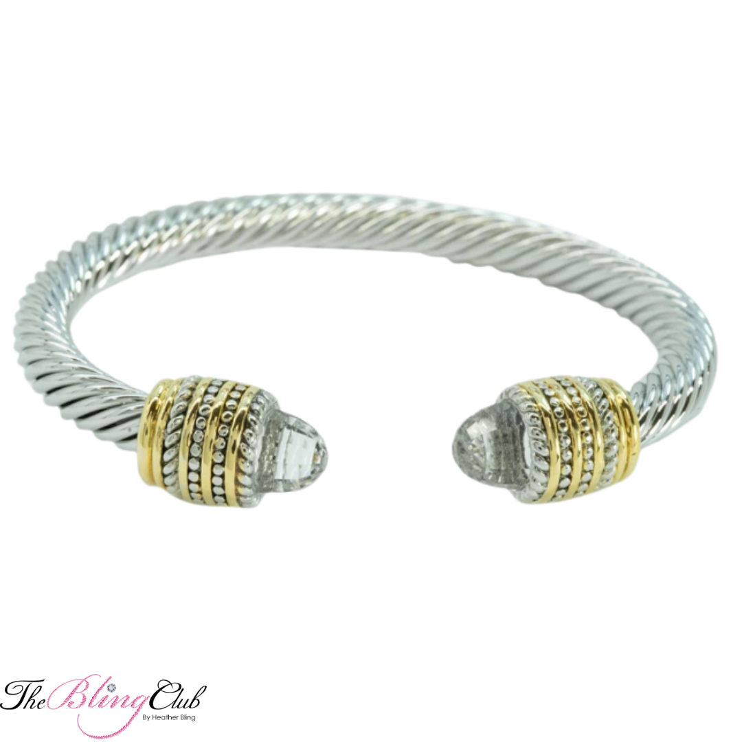 the bling club Yurman Bracelet Designer Inspired magnetic crystal clear adjustable cuff