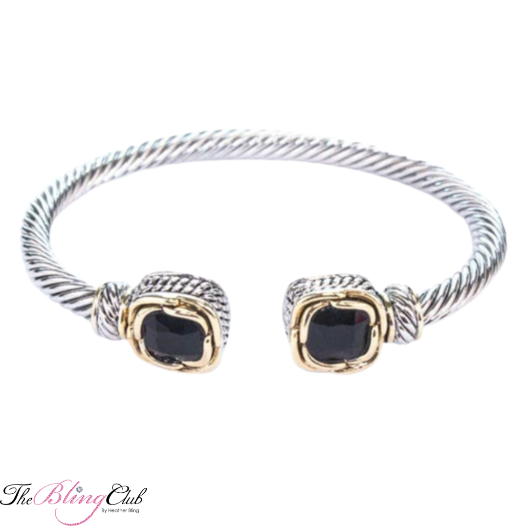 the bling club Yurman Bracelet Designer Inspired magnetic crystal black adjustable cuff
