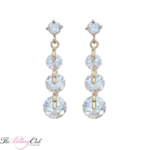 the bling club gold crystal glam bridal swarovski crystal drop dainty dangle earrings