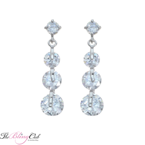 the bling club silver crystal glam bridal swarovski crystal drop dainty dangle earrings