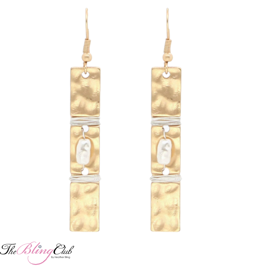 the bling club designer inspired drop dangle gold pearl earrings classic modern style