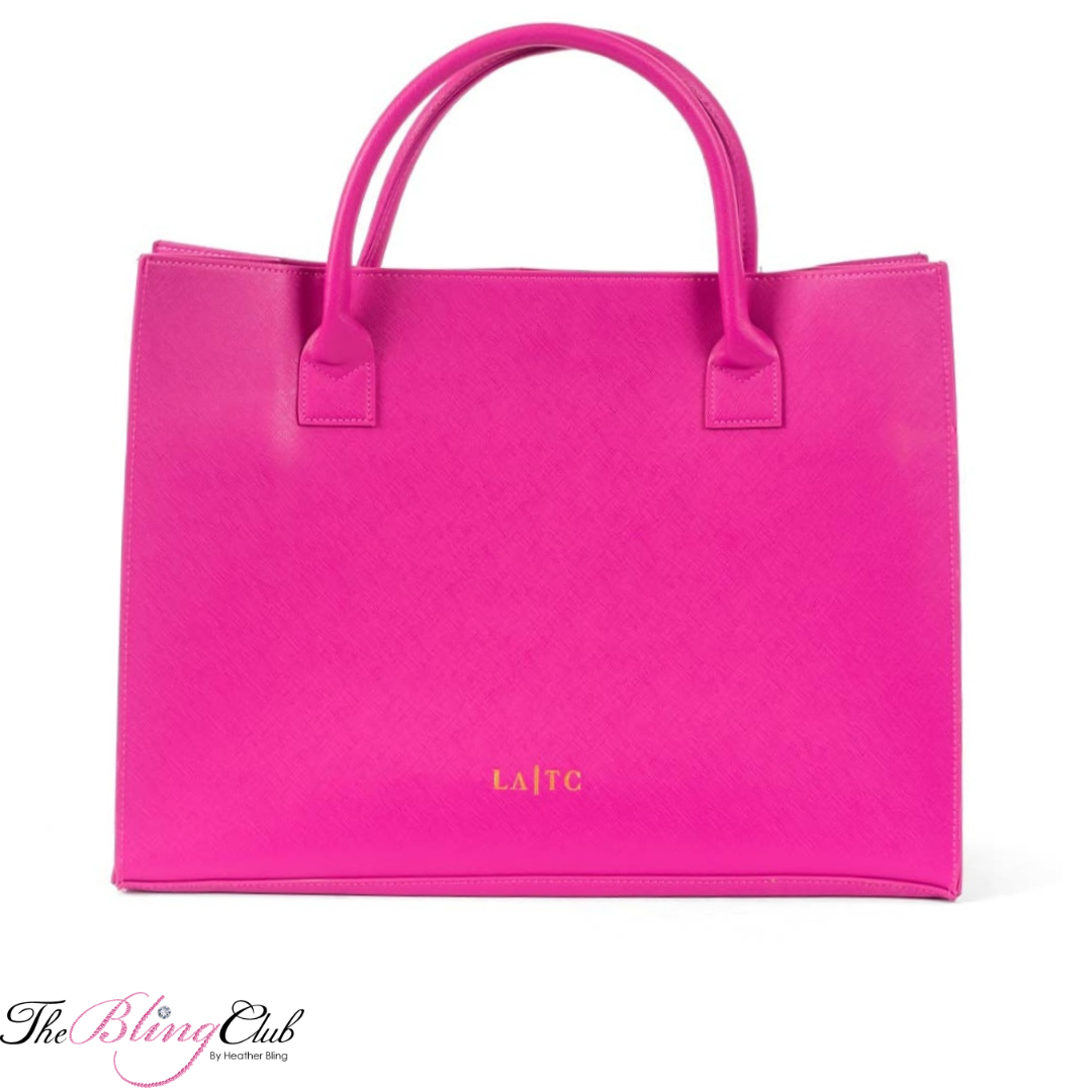 the bling club coco chanel lucy audrey live your best life vegan leather tote bag pink back