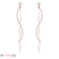 the bling club sterling silver rose gold plated long dangle stars crystal dainty drop earrings