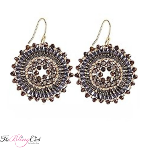 the bling club silver sparkling hot summer bohemian lightweight dangle drop round earrings