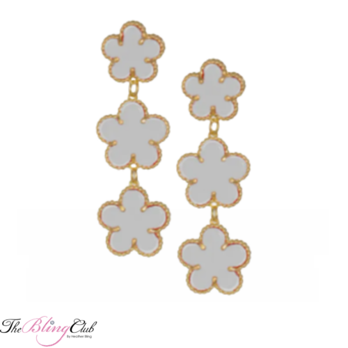 the bling club gold plated mother of pearl silver clover van cleef designer inspired earrings