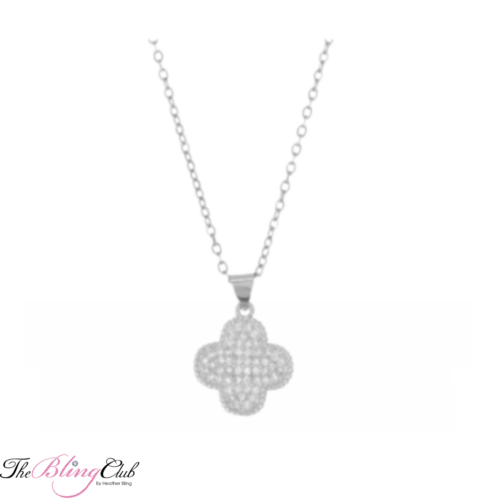 the bling club stainless steel clover micro pave clover designer inspired van cleef necklace