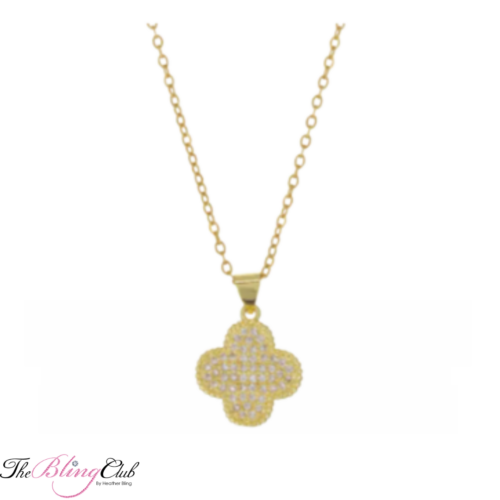 the bling club stainless steel clover micro pave clover designer inspired van cleef necklace gold